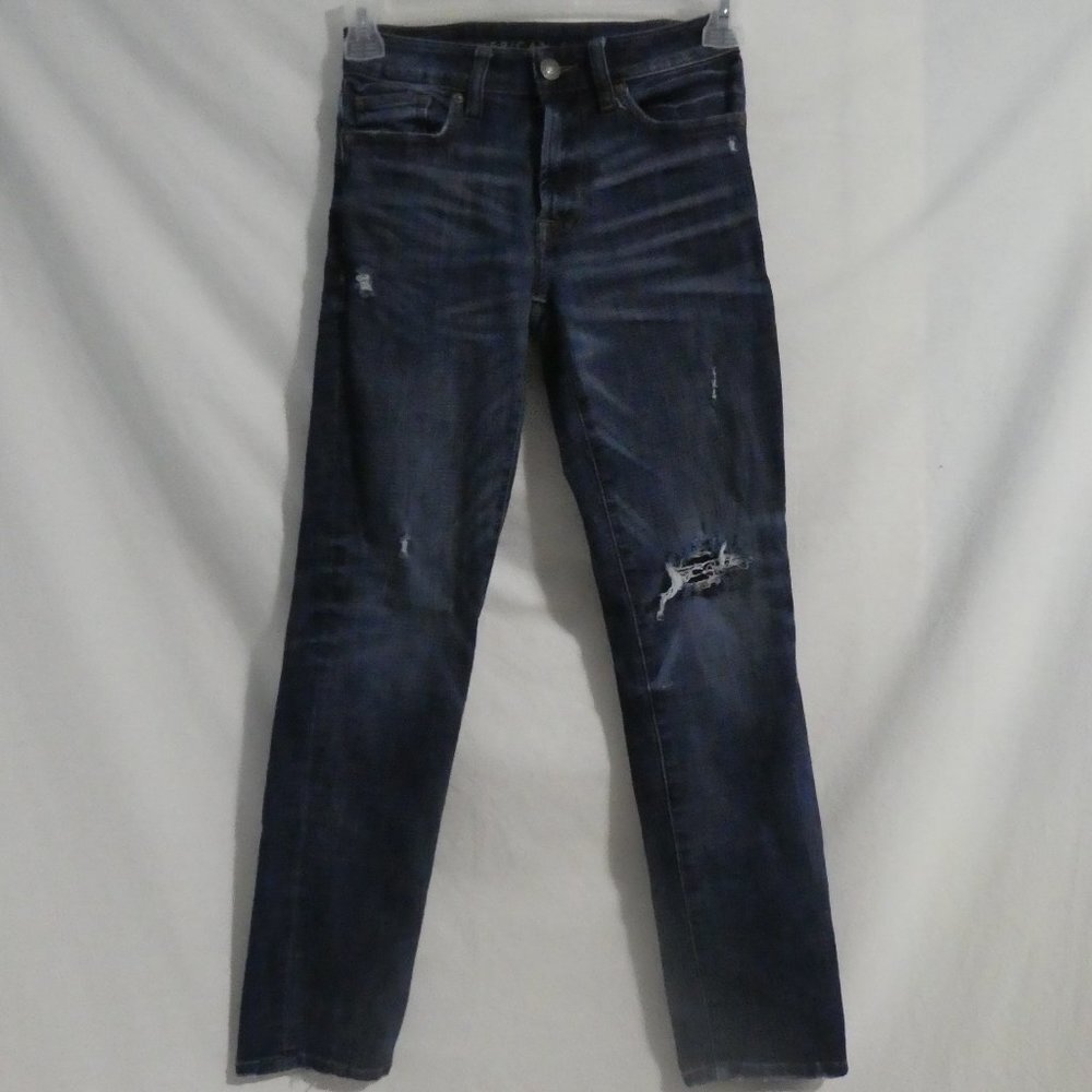 AMERICAN EAGLE NE(X)T LEVEL FLEX Slim Straight Distressed Denim, 26 x 30